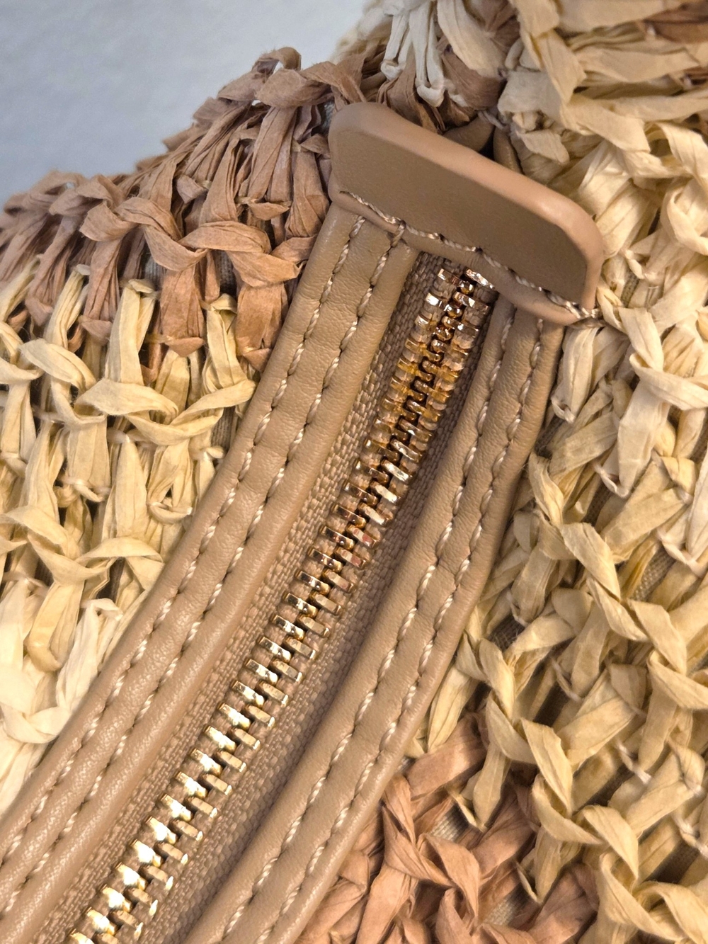 Urban Expressions Striped Woven Straw Hobo Bag Shoulder Slouchy Tote Neutral - Picture 5 of 16